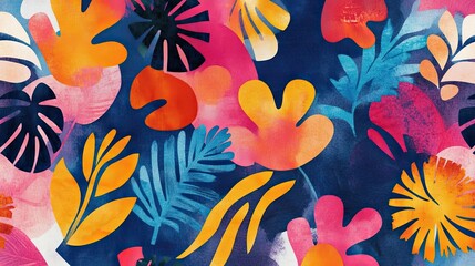 Abstract Watercolor Tropical Leaf Pattern Design