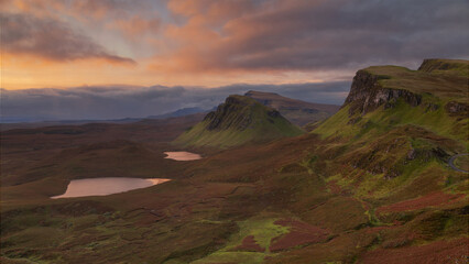 Sunrise at Quiraing mountains at Skye Island, Scotland