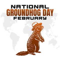 vector illustration for NATIONAL GROUNDHOG DAY social media post background