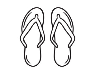 beach slippers doodle hand drawn icon. Outline drawing beach slippers line clipart symbol