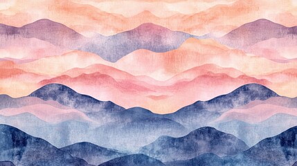 Abstract Watercolor Painting of Serene Misty Mountains