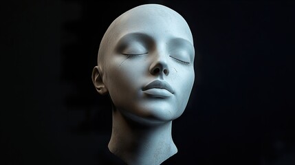Serene Sculpture: A 3D Render of a Woman's Face