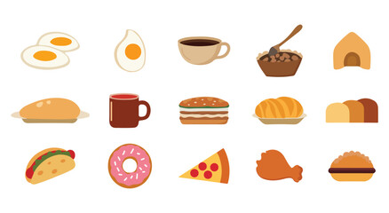 Food flat Illustration Icons set, Food Vector Art Illustration Clipart. set of food Illustration bundle	