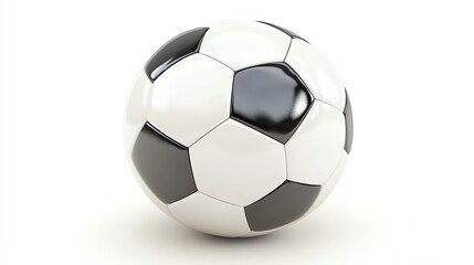 Fototapeta premium A classic black and white soccer ball isolated on a white background.