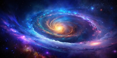 A Stunningly Colorful Galaxy Displaying Swirling Shades of Light and Dark Blue and Purple with Majestic Stars and Nebulae, Perfect for Cosmic and Space-Themed Projects