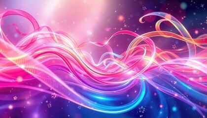 Fototapeta premium Vibrant Fractal Ribbons Creating Surreal Festive Waves Digital Painting. Free Christmas Background. Chrismas Wallpaper. Cool Wallpaper 4k