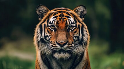 Fototapeta premium Majestic Tiger Portrait Showing Striking Features