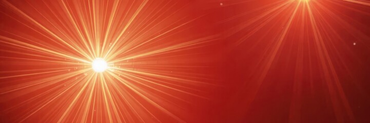 Obraz premium Abstract red background with radiating golden light beams, creating a dramatic, energetic effect, festive, scarlet