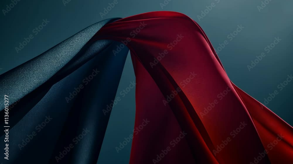 Aufkleber red and black fabric creates an elegant swirl against a dark background in this artistic display of 
