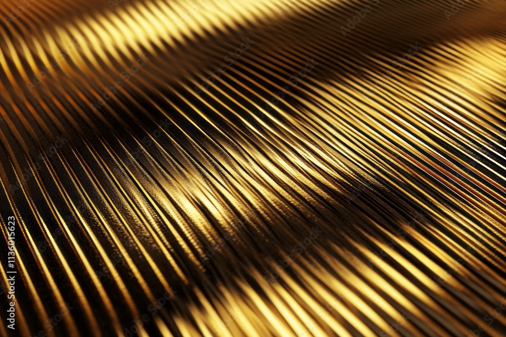 Poster Glossy gold vinyl texture with reflective properties creating dynamic light patterns