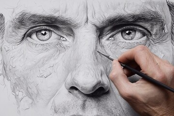 Obraz premium concentrated man drawing a picture