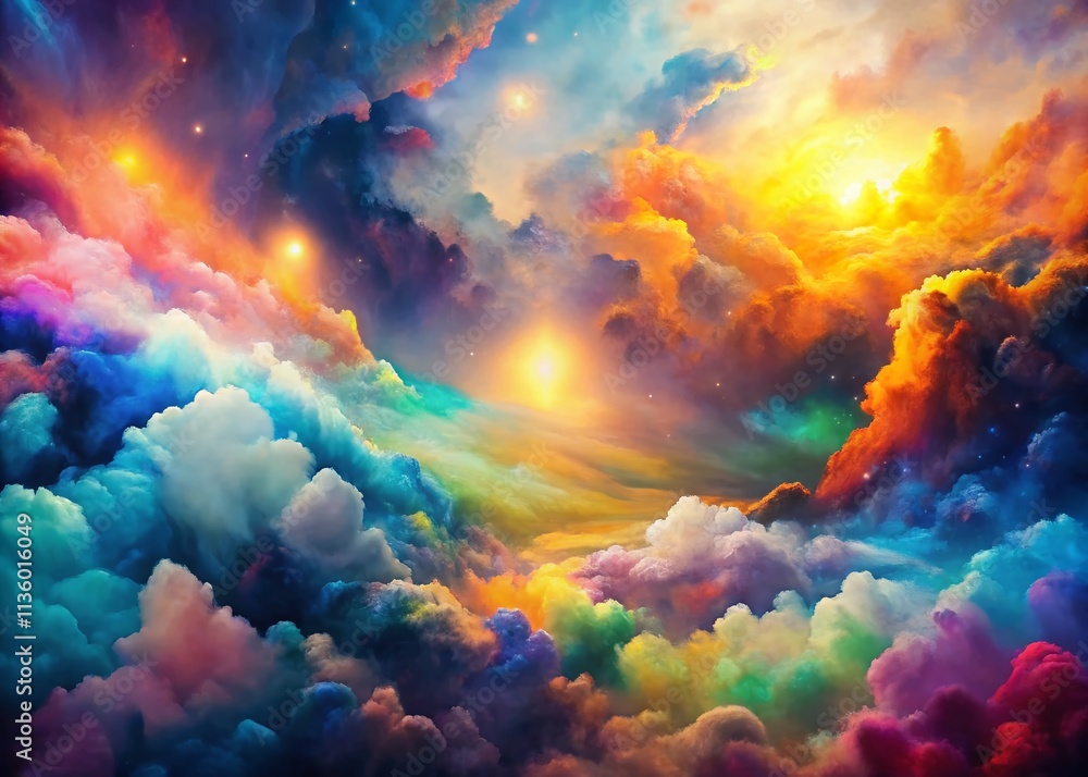 Poster abstract color clouds texture in modern art painting style - fractal artwork for creative graphic de