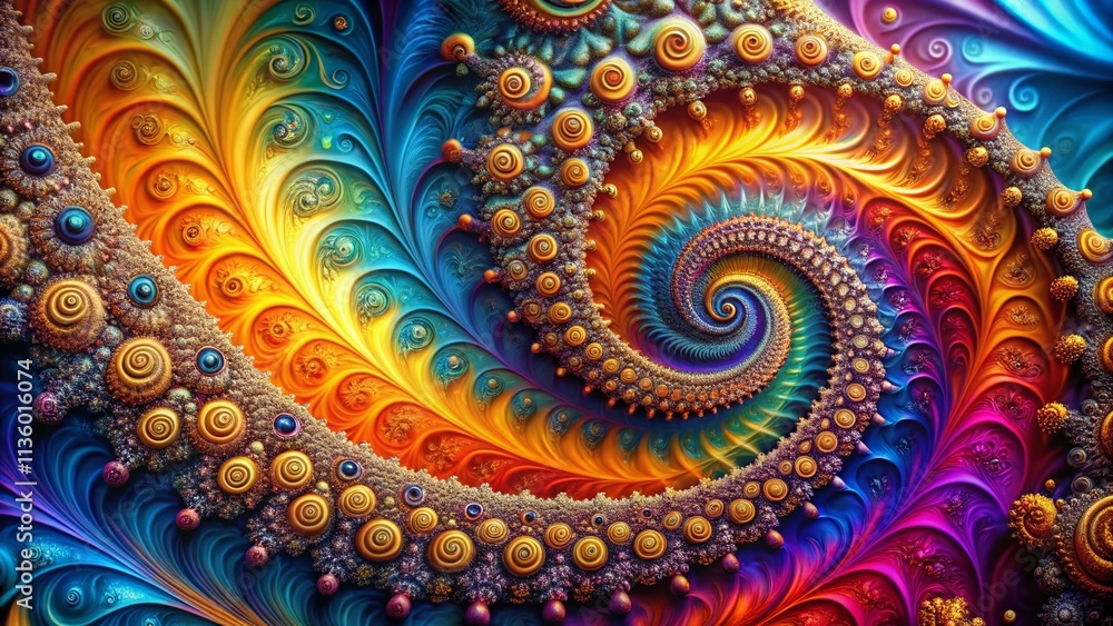 Aufkleber abstract color composition with dynamic fractal art for modern graphic design, showcasing futuristic