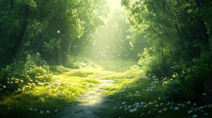 Sunlit Forest Path: A Magical Journey Through Nature