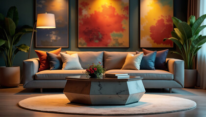 Modern Living Room with Artistic Decor