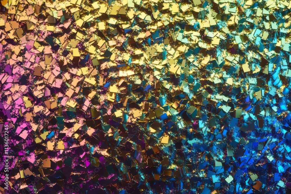 Poster shimmering holographic foil texture displaying vibrant colors and shifting patterns