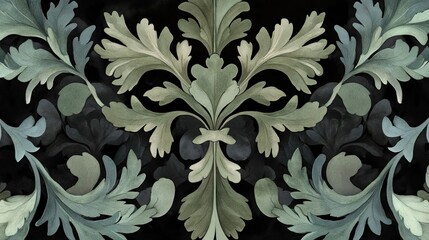 Elegant Green Foliage Design on Dark Background