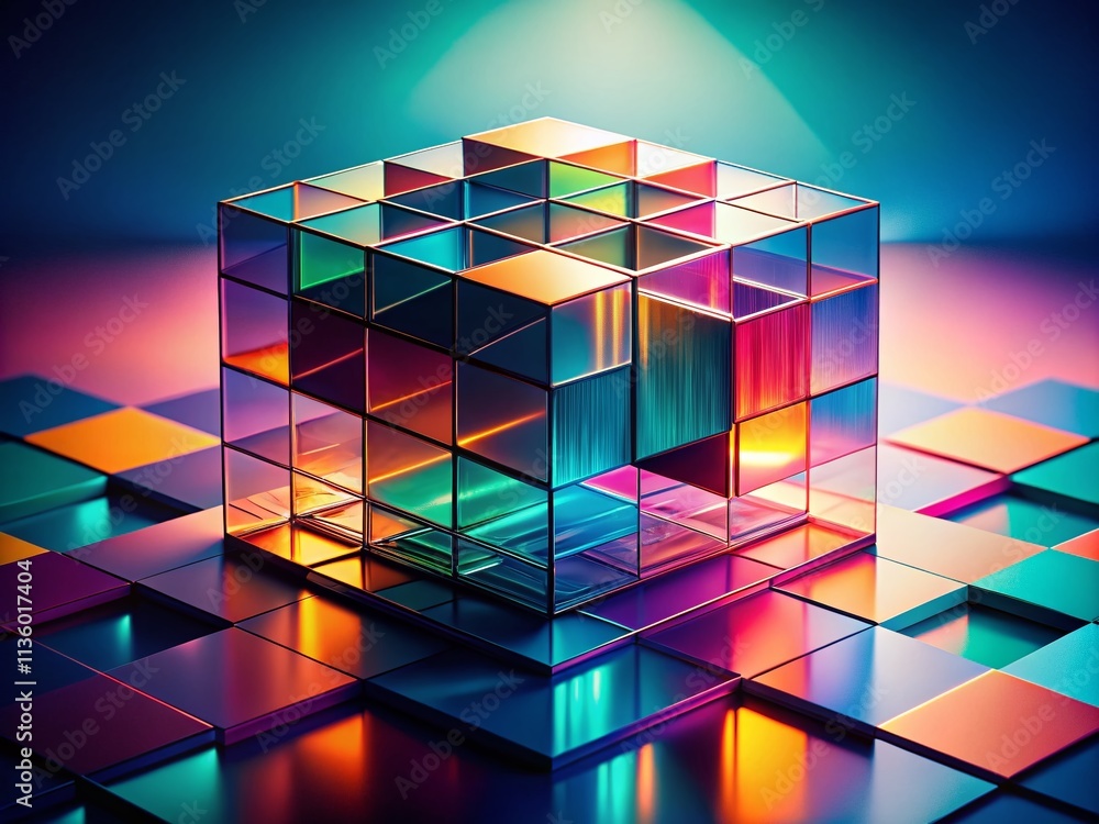 Poster abstract geometric background with cubes structure in landscape photography, showcasing the intricac