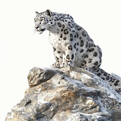 Fototapeta premium snow leopard isolated on white