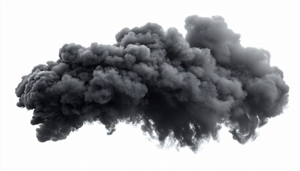 Dense Dark Smoke Cloud, Isolated Black Smoke Plume, Realistic 3D Render