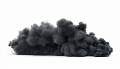 Realistic Dark Smoke Cloud Isolated on White Background