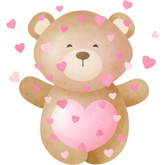 Obraz premium Cute teddy bear with hearts, perfect for Valentine Day gifts and decorations
