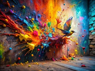 Abstract Wall Paint Textures, Colorful Splashes, Artistic Wall Painting, Modern Interior Design, Home Decor, Wall Art, Paint Backgrounds