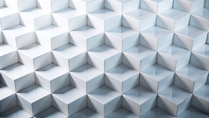 Abstract White Cube Pattern Minimalist Photography: Geometric Shapes, Modern Art, Clean Design, 3D Cube Background