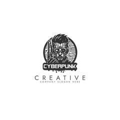 Fototapeta premium Cyberpunk logo, cyberpunk pattern Futuristic, Enhancements for Futuristic Sci-Fi Art, Gaming, and Digital vector Illustration design