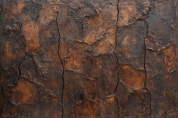 Rough oak bark texture showcasing deep crevices and rich tones under natural light effects