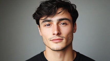 Fototapeta premium Handsome European Guy Isolated Against Simple Indoor Background