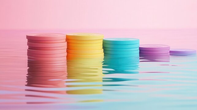 Transactions flat design side view investment theme water color colored pastel