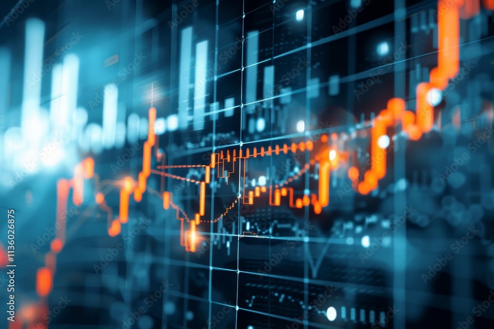 Poster a close-up image of a dynamic stock market graph with fluctuating lines, displaying real-time data, 