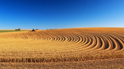 Harvesting wheat fields rural landscape agricultural scene calm environment aerial view farming practices for sustainable living