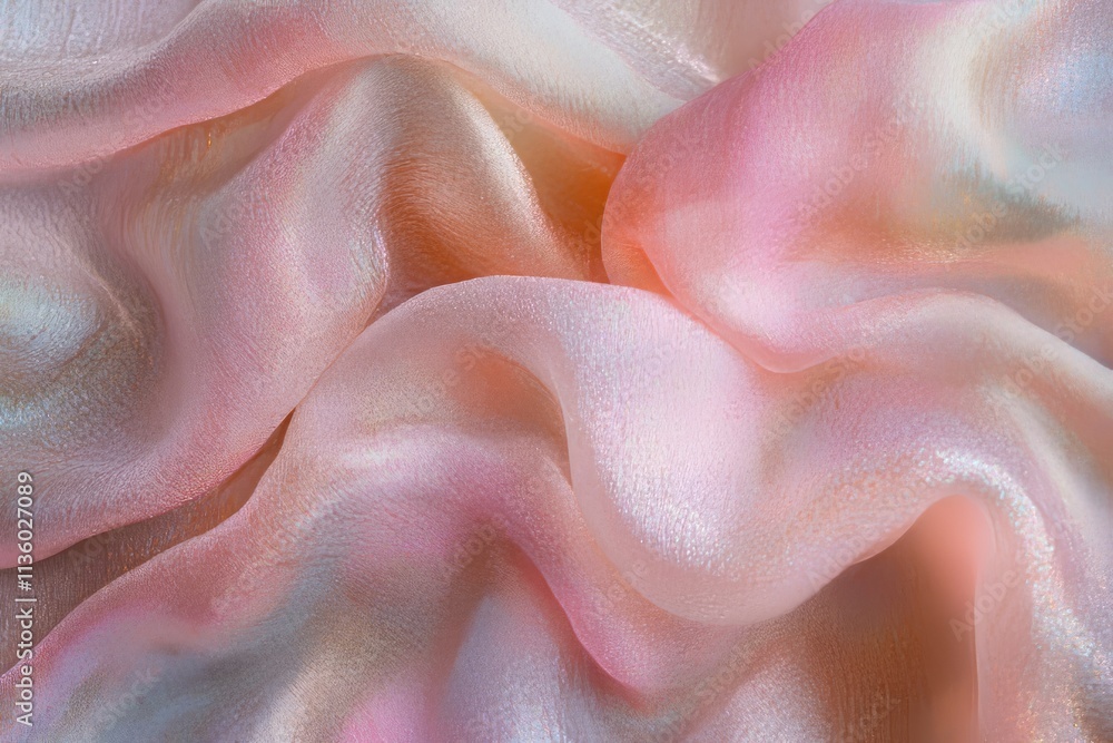 Poster soft holographic fabric texture with delicate pastel hues creating a serene visual experience for va