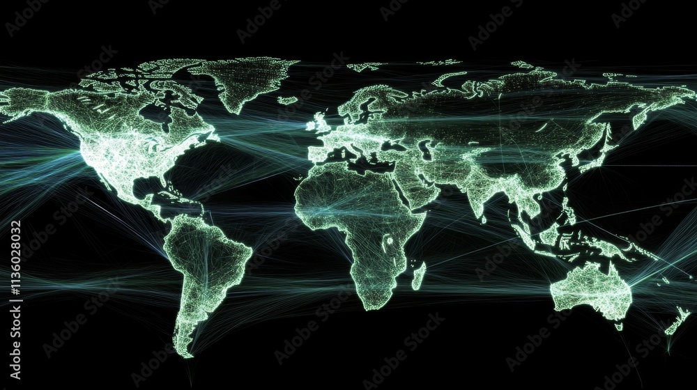 Poster global connectivity map visualization digital world infographic high-tech environment abstract view 