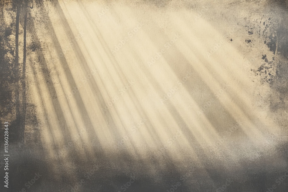Poster Subtle sun rays breaking through mist create a serene atmosphere in a tranquil setting