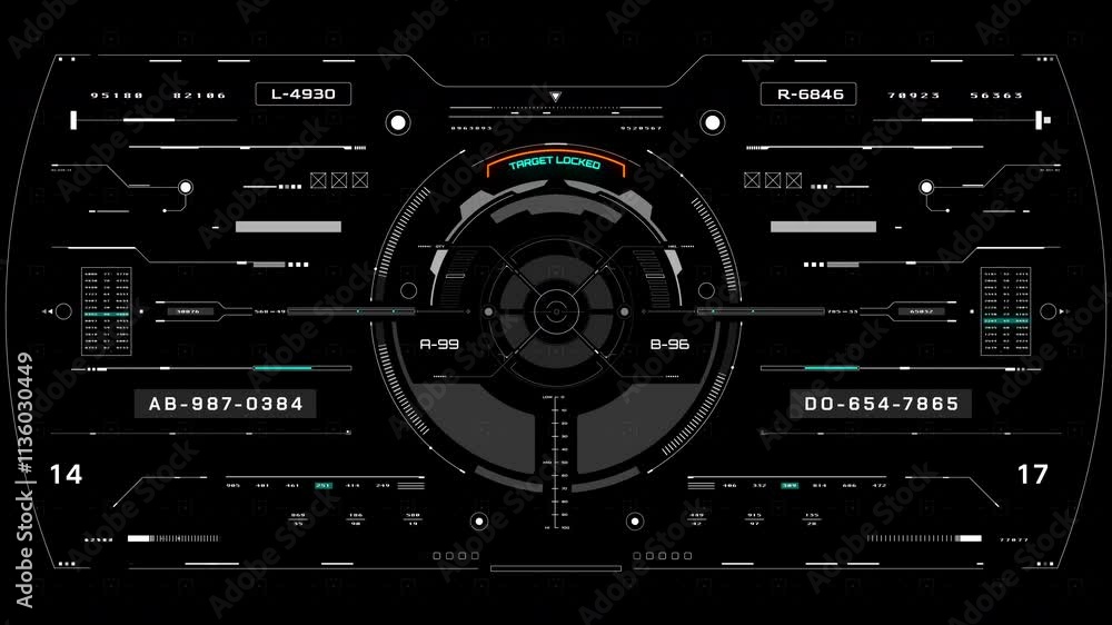 Poster HUD futuristic screen camera recording interface data  monitoring UI frame. Scifi display frame for game, drone 4K motion.
