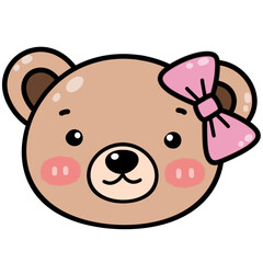 A drawing of a cute little girl's face, painted in pink. bright smiling face