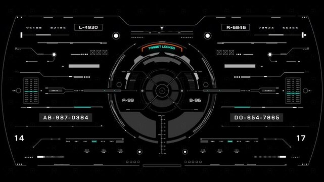 HUD futuristic screen camera recording interface data  monitoring UI frame. Scifi display frame for game, drone 4K motion.
