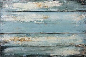 Obraz premium Worn texture of rustic wooden planks with chipped blue paint revealing layers of character and age in natural light