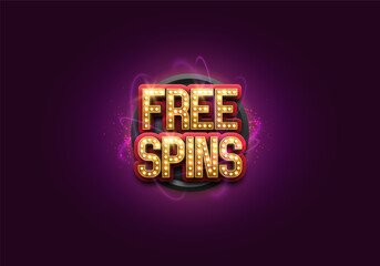 Free spins. Casino banner or poster. Vector illustration.