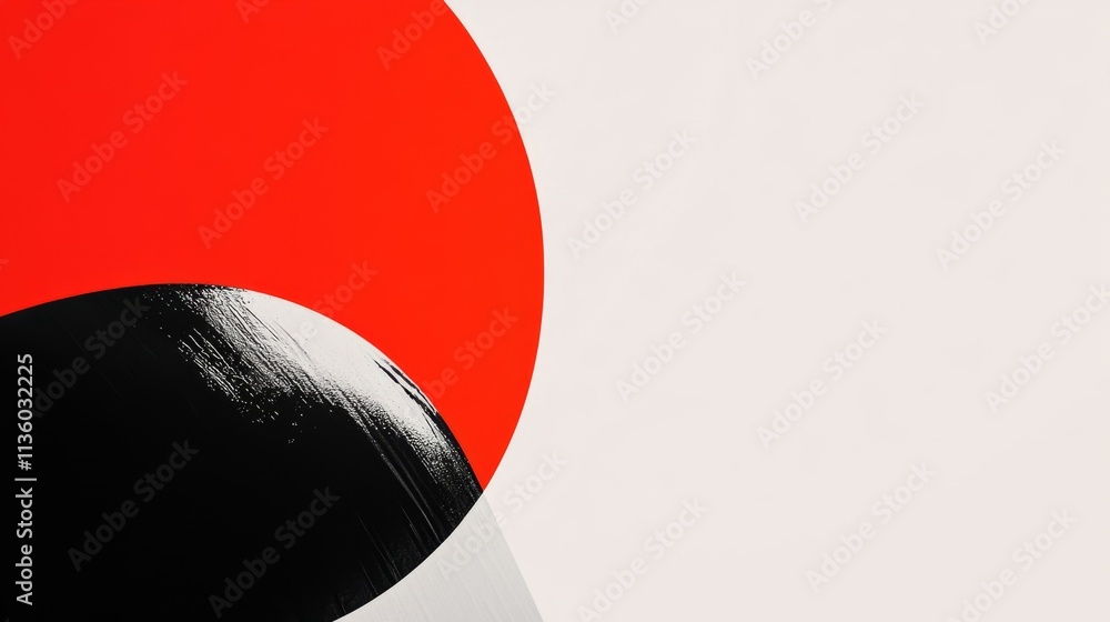 Poster abstract red and black shapes modern art gallery visual artwork minimalist environment close-up view