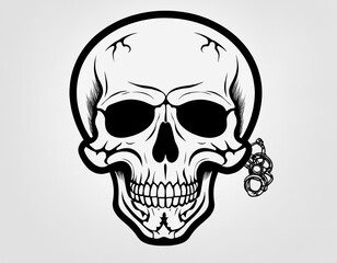 Fototapeta premium Black and White Skull Icon Set Closeup Isolated. Skulls Collection with Outline, Cut Out Style in Front View. Hand Drawn Skull Head Design Template. Ai generated image.