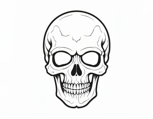 Fototapeta premium Black and White Skull Icon Set Closeup Isolated. Skulls Collection with Outline, Cut Out Style in Front View. Hand Drawn Skull Head Design Template. Ai generated image.