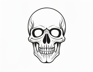 Fototapeta premium Black and White Skull Icon Set Closeup Isolated. Skulls Collection with Outline, Cut Out Style in Front View. Hand Drawn Skull Head Design Template. Ai generated image.