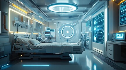 Futuristic Hospital Room: Advanced Medical Technology and Design