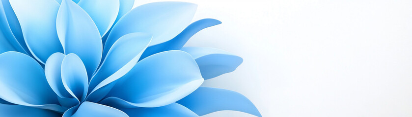 Obraz premium Close-up of blue petals in a minimalist floral design against a white background.