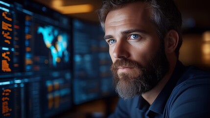 Cybersecurity Expert Monitoring Global Network 