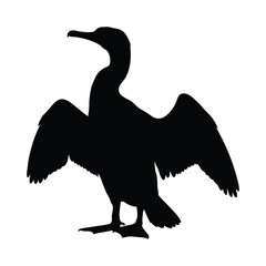 Cormorant black silhouette illustration